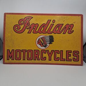 Vintage Indian Motorcycle Metal Tin Sign Garage Wall Decor Advertising 17” Style